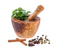 Bois d'olive, fait main, mortier et pilon ou concasseur 5.5 "(14cm), par Elitecrafters