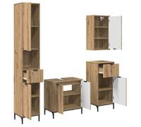 Bois Ensemble de Armoires de salle de bain, JILL, Design fonctionnel, Chêne artisanal 60.5x33.5x61 cm BB631
