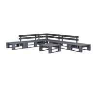 Bois Ensemble de Canapés de Jardin Palette 6 pcs Noir Banc Extérieur vidaXL