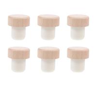 Bois et Caoutchouc Bouchon de Bouteille de Vin 6 Pièces | Scellage Réutilisable, Finition Polie Beige, pour Bouteilles de Bière et Vinaigre, Banquets, Fêtes