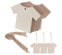 Bois Étiquettes avec Ficelle 20 Pièces Beige Forme T-shirt | Surface Vierge à Écrire, Texture Naturelle, Style Rustique, Usage pour Vêtements, Présentoirs et Présents