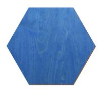 Bois hexagonal bleu bleuet laqué des deux côtés - 3 à 50 cm - En contreplaqué de bouleau de 3 mm - Disponible individuellement ou en lot - Dimensions : 12 cm - Lot de 50 pièces