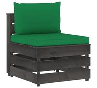 Vidaxl Canapé Central Sectionnel Avec Coussins Bois Imprégné De Gris Gris