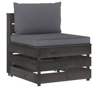 Vidaxl Canapé Central Sectionnel Avec Coussins Bois Imprégné De Gris