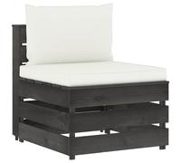 vidaXL Canapé central sectionnel – Bois imprégné gris – Avec coussins