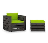 Salon de jardin modulable bois vert 2 pieces 70 x 77 x 66 2 personnes