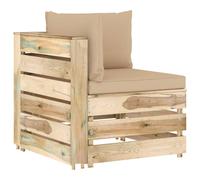 Middenbank sectioneel met kussens groen geÃ¯mpregneerd hout3074510