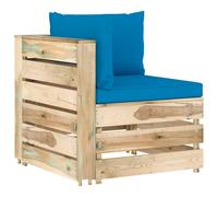 Middenbank sectioneel met kussens groen geÃ¯mpregneerd hout3074511