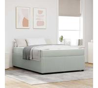 Bois ingénierie Design Moderne Gris Clair 140 x 200 cm | Cadre de lit avec matelas Gris clair 140 x 200 cm tissu Literie complète moderne sommier à lattes inclus ensemble literie