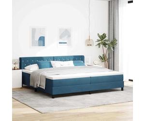 Bois ingénierie pin massif design minimaliste tête ajustable Bleu 200 x 200 | Lit à Ressorts avec Matelas Bleu foncé 200x200 cm Polyester Tête de Lit Réglable Confort Premium