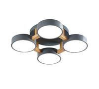 Bois LED 4-Lights SPOUTNIK Chandelier avec Une Nuance en Acrylique Blanche Moderne Dimmable Plafond Light Ayémorrat pour la Chambre à Coucher Blanc. 50x50x13cm
