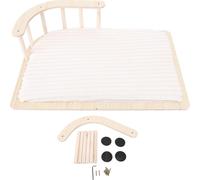 Bois lit de chat surélevé avec clôture coussin doux chaud assemblage facile nettoyage canapé pour chats petits chiens hiver style peluche