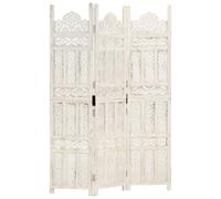 vidaXL Cloison de séparation 5 panneaux Blanc 200x165 cm Bois manguier