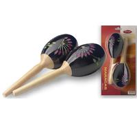 Bois Maracas (Paire), Ovale, Noir, 19 CM