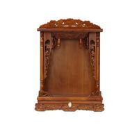 Bois massif Bouddha Shelf, Wall Mounted & Tabletop Altar Cabinet Prayer Altar Table for Home Pooja and incense burner(Sandalwood Color-A, 30.7in)