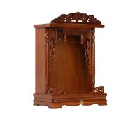 Bois massif Bouddha Shelf, Wall Mounted & Tabletop Altar Cabinet Prayer Table pour Pooja à la maison et brûleur incense(Sandalwood Color-B,18.9in)