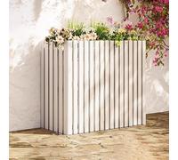 Bois Massif Cache Climatiseur Extérieur,Couvercle Climatisation Cadre Décoratif,Écran De Confidentialité Pour Protection De Unité Extérieur,Clôture De Climatiseur Décorati(Color:Wit,Size:105*45*100cm)