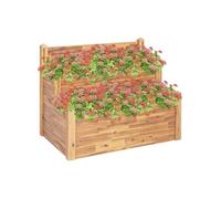 Bois Massif d'Acacia Jardinière sur 2 Niveaux Bac à Plante Pot à Fleurs Bac à Fleurs Légumes Herbes Véranda Jardin Patio Extérieur 110x75x84 cm