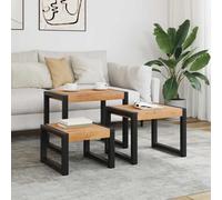 Bois Massif de manguier Tables Gigognes 3 pcs Table d'Appoint Console vidaXL