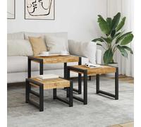 Bois Massif de manguier Tables Gigognes 3 pcs Table d'Appoint Console vidaXL
