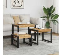 vidaXL 3-delige Tafeltjesset massief mangohout247404 Brun G