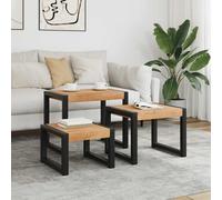 Bois Massif de manguier Tables Gigognes 3 pcs Table d'Appoint Console vidaXL