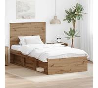 Bois Massif Design Moderne Chêne 100 x 200 cm Marron | Cadre de lit Chêne artisan 100 x 200 cm Bois de pin massif Lit à lattes Design moderne pour chambre adulte et adolescence,