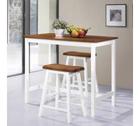 vidaXL Table de bar et tabouret 3 pcs Bois massif