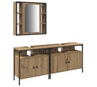 Bois Meuble de salle de bain moderne, JILL, Set Pour maison, 3 pcs, Marron Bois d'ingénierie 80x30x60 cm BB10