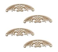 Bois Naturel Appliques Ensemble De 4 Sculptures En Bois Plaqué Sculpté Pour La Décoration Murale Et De Meubles 6 X 19cm