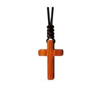 Bois Naturel Rouge sandal Croix Pendentif Collier Pour Hommes Femmes en Bois Solide Christian Baptême Confirmation Noël Pâques Prière Foi Anniversaire Cadeau Voiture Rétroviseur Miroir Suspendu