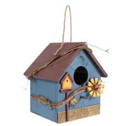 Bois Nichoir Suspendu pour Perroquets Bleu et Oiseaux Sauvages | Usage Extérieur Patio, Jardin et Terrasse, Design Unique, Finition Chic, Fabrication