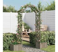 Pergola De Jardin Avec Bac À Plantes & Treillis Gris Bois De Sapin Massif