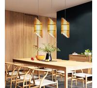 Bois Plafonnier Lampe Suspendue Nature la Vie Chambre Éclairage Tissu Blanc