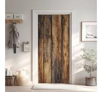 Bois Poster de Porte 3D Trompe L'Oeil 73x205 cm, Vieille Portes en Bois Auto-Adhésif Sticker Porte pour Chambre Cuisine, Rustique Stickers Autocollants de Porte