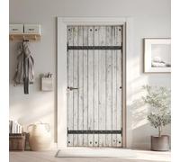 Bois Poster de Porte 3D Trompe L'Oeil 73x205 cm, Vintage Rustique Auto-Adhésif Sticker Porte pour Chambre Cuisine, Grange Ancienne Stickers Autocollants de Porte