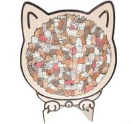 Bois pour puzzle en forme de chat avec 135 pièces emboîtables fabriquées pour une utilisation répétée et affichage comme sujet de conversation à la maison (Myrard Colors)