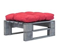 Bois Repose-pied Palette de Jardin et Coussin Rouge Table Basse Salon vidaXL