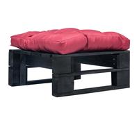 Bois Repose-pied Palette de Jardin et Coussin Rouge Table Basse Salon vidaXL