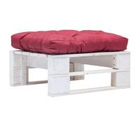 Bois Repose-pied Palette de Jardin et Coussin Rouge Table Basse Salon vidaXL