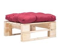 Vidaxl Repose-Pied Palette De Jardin Et Coussin Rouge Bois Naturel Rouge
