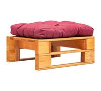 Bois Repose-pied Palette de Jardin et Coussin Rouge Table Basse Salon vidaXL