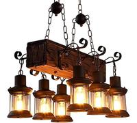 Bois Rétro Plafond Vintage Plafonnier E27 Antique Industrie du Bois Créatif Plafond Spot Fer Abat-Jour pour Loft Bar Salon Bar Café Décoration