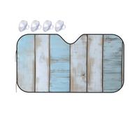 Bois Rustique Bleu Et Blanc Voiture Pare-Soleil Pliable Couverture Pare Brise avec Ventouses Voiture Housses De Soleils pour SUV Berlines Voitures 70x130cm