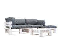 Bois Salon de Jardin Palette 4 pcs et Coussins Sable Meuble Mobilier vidaXL