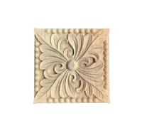 Bois Sculpté Decoratif Applique en bois massif sculptée sur, 4 pièces | Petite porte d'armoire carrée sculptée et décoration murale de fond(8cm F023)