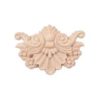 Bois Sculpté Decoratif Artisanat en bois sculpté de fleurs 2 pièces | Décoration de sculpture de meubles de porte de mur de cadre d'appliques d'angle(8.5x6x0.8cm 11)