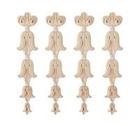 Bois Sculpture Décalcomanie 4 Pièces Moulure Decorative Bois Sculpté Non Peint Coin Onlay Appliques pour Porte Meubles Cabinet Mural