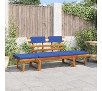 Bois Solide d'Acacia Banc de Jardin avec Coussins 2-en-1 190 cm Transat vidaXL