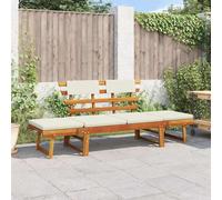Bois Solide d'Acacia Banc de Jardin avec Coussins 2-en-1 190 cm Transat vidaXL